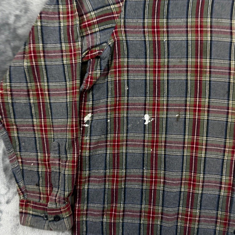L.L. Bean Flannel Shirt Mens XL Grey Plaid Traditional Fit Long Sleeve Cotton - Picture 2 of 8